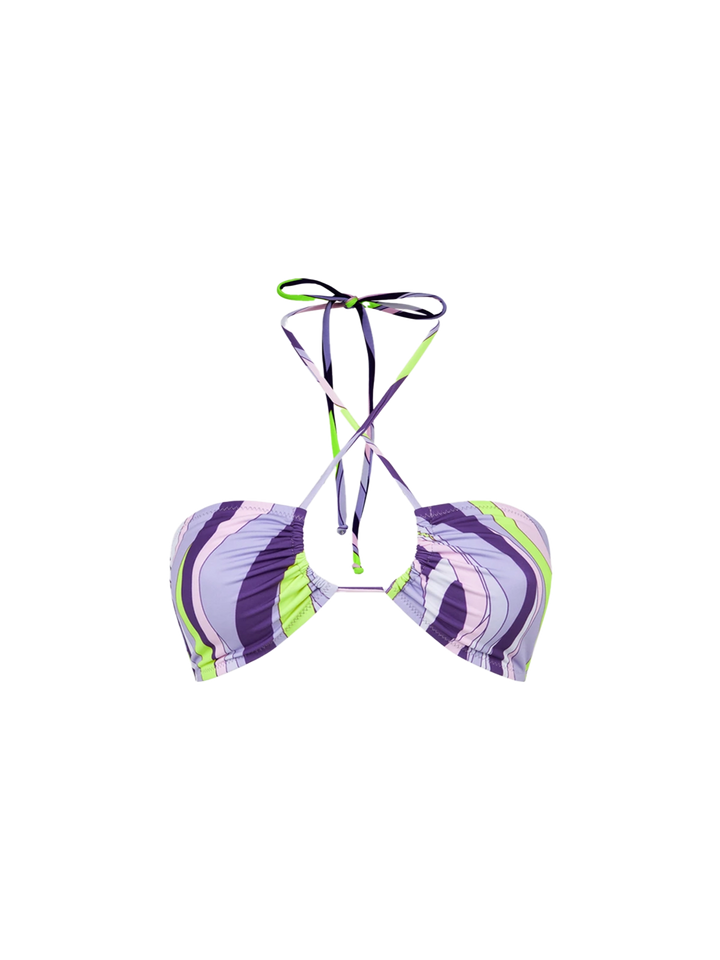 Mehrfarbiges Bandeau-Top für Damen mit Wellenmuster