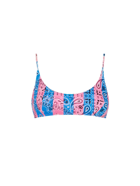Woman bralette with striped bandanna print - MC2 Saint Barth