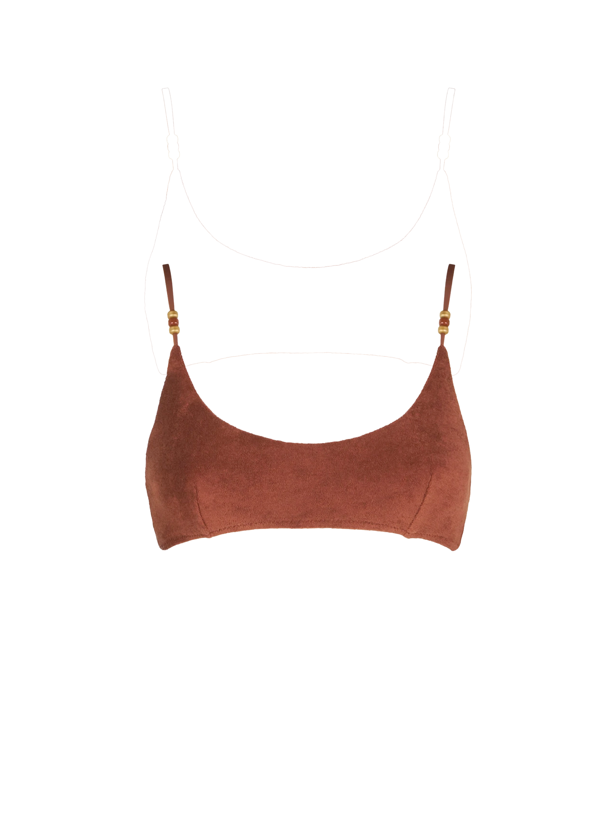 Woman brown terry bralette swimsuit with charms - MC2 Saint Barth