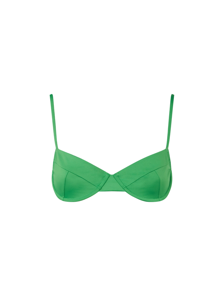 Costume da bagno a bralette da donna verde con ferretto