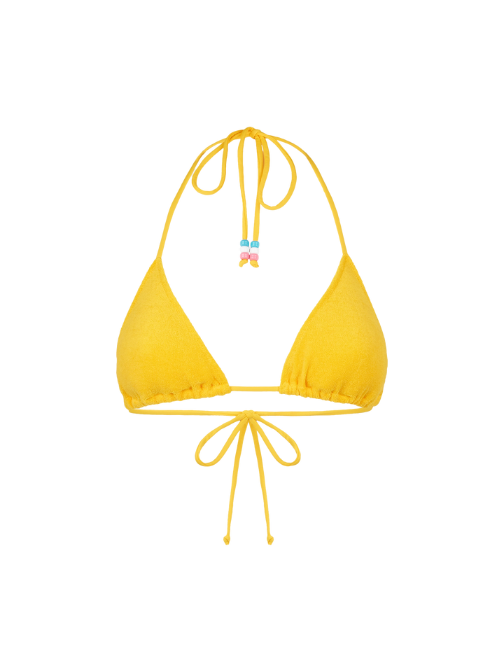 Woman terry triangle top swimsuit with charms