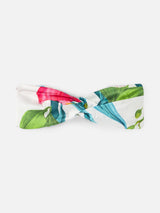 Girl satin hairband with tropical print