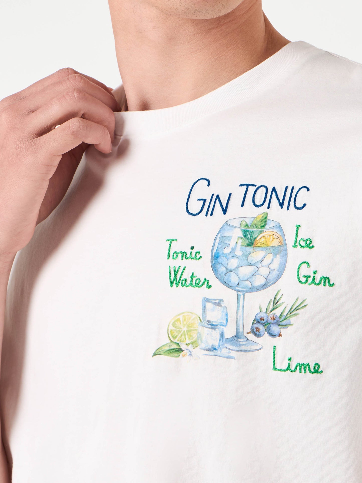 T-shirt da uomo in cotone con stampa Gin Tonic