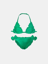 Smaragdgrüner Triangel-Bikini für Mädchen