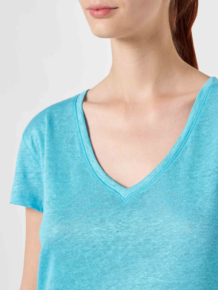 Woman turquoise linen t-shirt - MC2 Saint Barth