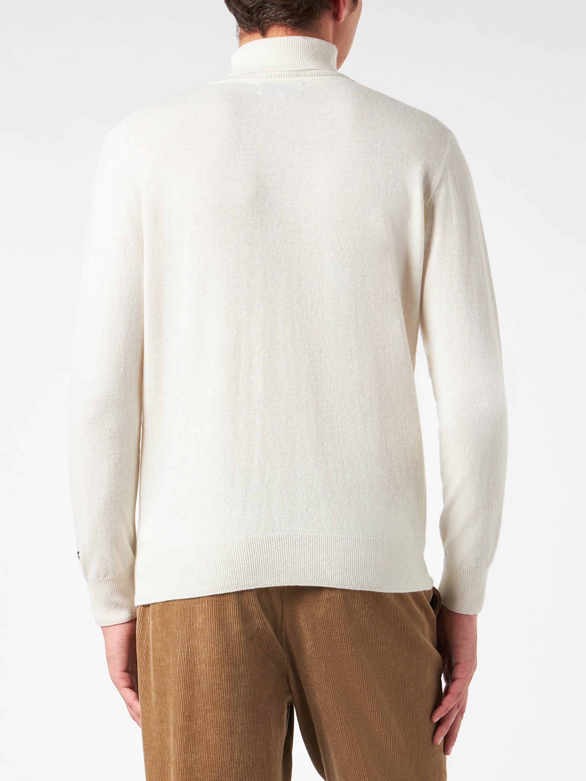 Man turtleneck sweater with Settimana in Bianco jacquard - MC2 Saint Barth