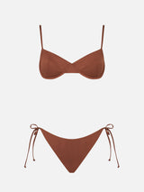 Woman brown underwired bralette bikini