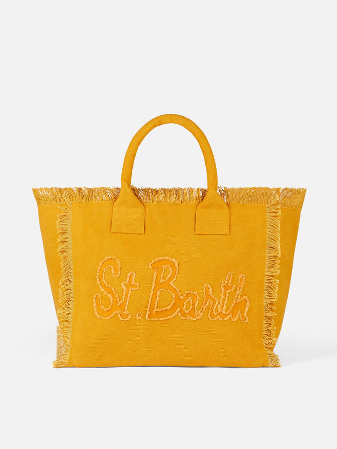 Mc2 Saint Barth Borsa a spalla Vanity in tela color ocra