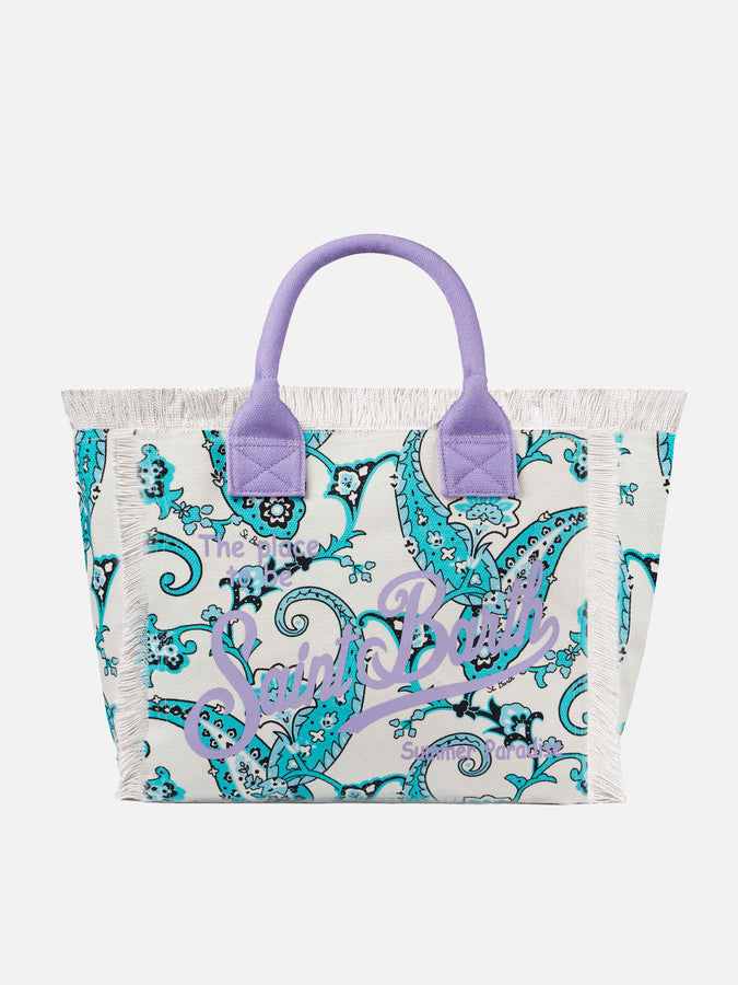 Mc2 Saint Barth Borsa a spalla Vanity in canvas con stampa paisley