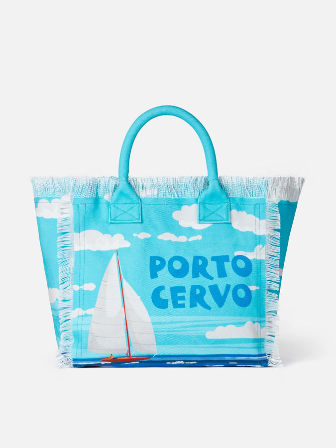 Mc2 Saint Barth Borsa a spalla Vanity in canvas con stampa Porto Cervo