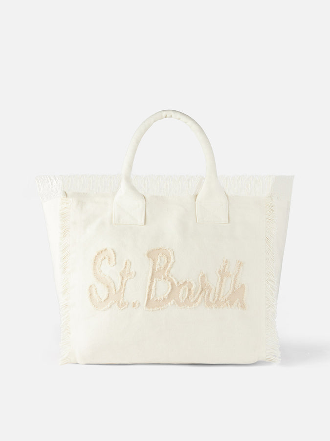 Mc2 Saint Barth Borsa a spalla Vanity in canvas con patch St.Barth