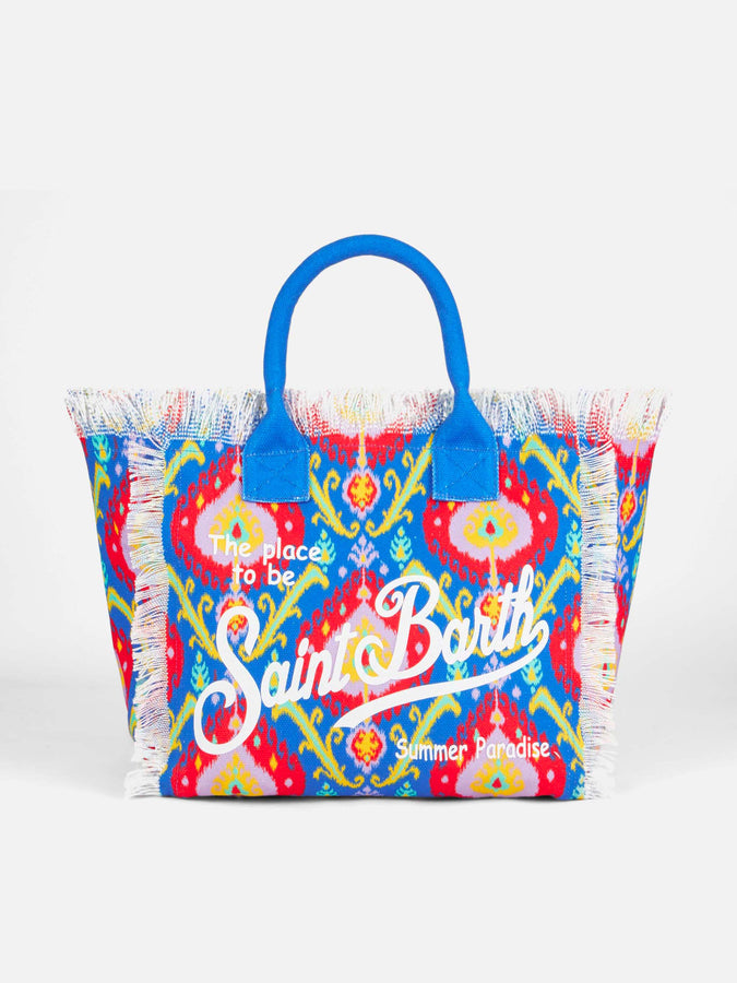 Mc2 Saint Barth Borsa a spalla Vanity in canvas con stampa Ikat