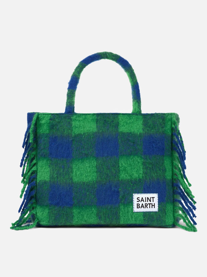 Mc2 Saint Barth Borsa a spalla coperta Vanity con check verde e blu