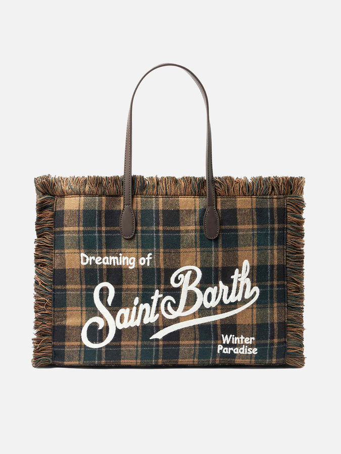 Mc2 Saint Barth Borsa a spalla Vanity con fantasia tartan verde e marrone