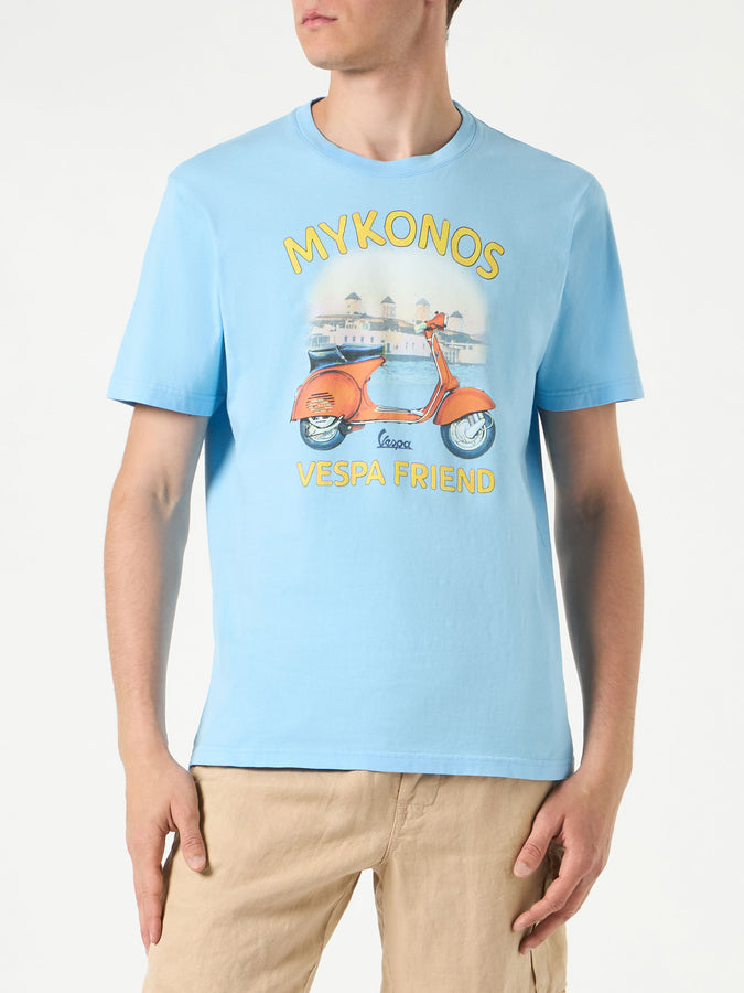 Mc2 Saint Barth T-shirt da uomo in cotone con stampa Vespa Mykonos | EDIZIONE SPECIALE VESPA®