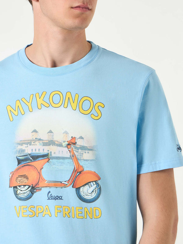 Herren-T-Shirt aus Baumwolle mit Mykonos-Vespa-Aufdruck | VESPA® SONDEREDITION