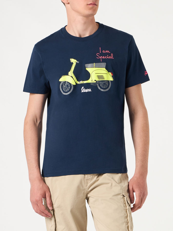 Mc2 Saint Barth Man cotton t-shirt with Vespa print and embroidery | VESPA SPECIAL EDITION