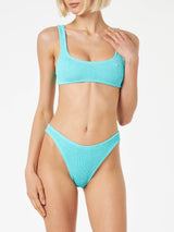 Bikini a bralette da donna verde acqua crinkle