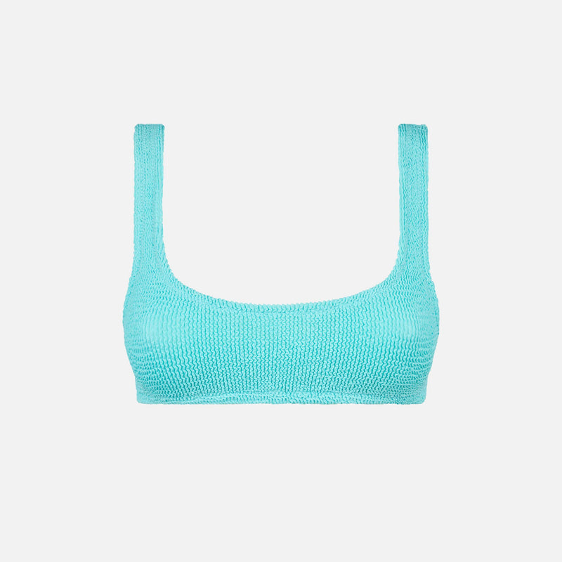 Wassergrüner Crinkle-Bralette-Badeanzug für Damen