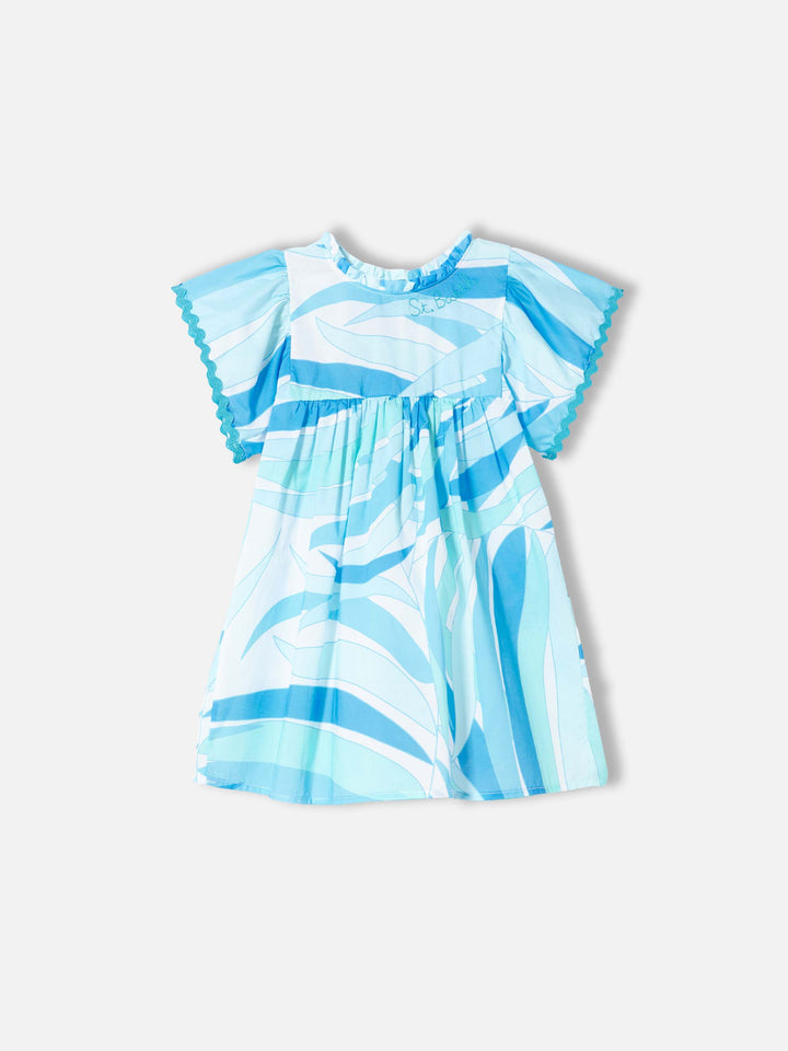 Girl dress with light blue palms print - MC2 Saint Barth