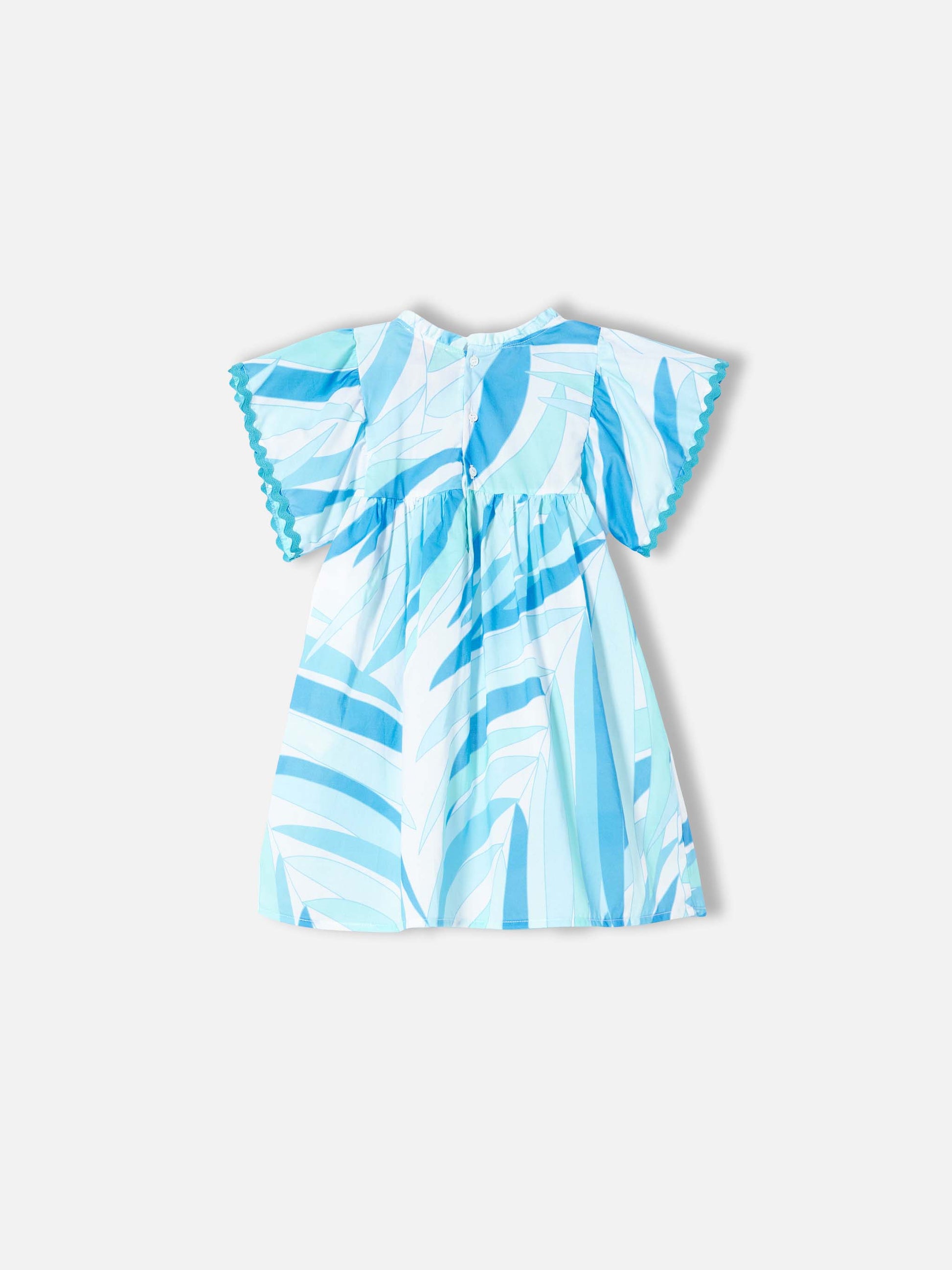 Girl dress with light blue palms print - MC2 Saint Barth
