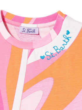 Abito da bambina in cotone con frange e charms