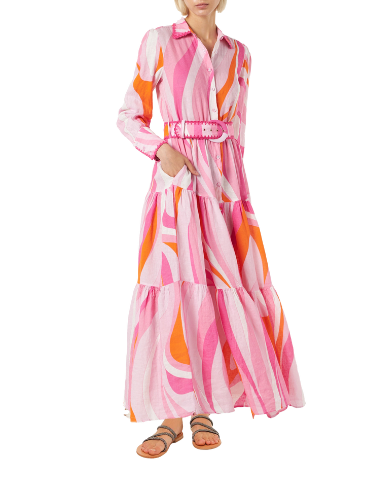 Abito a onde multicolore con ricami