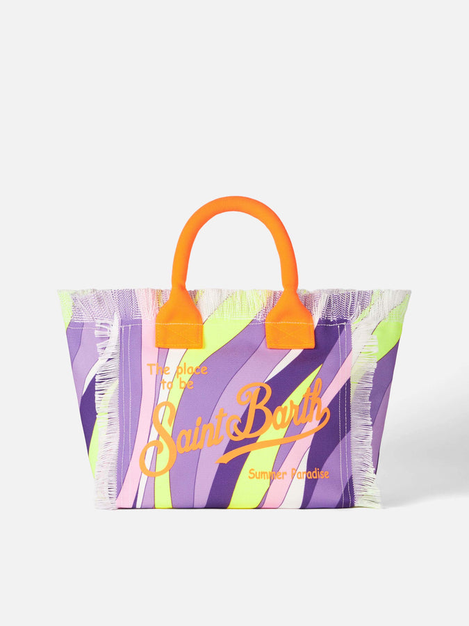 Mc2 Saint Barth Borsa a mano Colette in tela di cotone multicolore con stampa onde