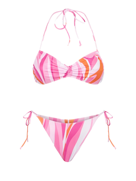 Woman bandeau bikini with shape wave print and charms - MC2 Saint Barth