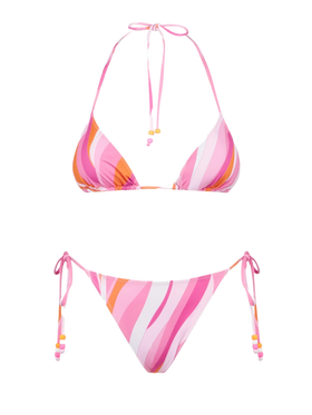 Woman triangle bikini with shape wave print and charms - MC2 Saint Barth