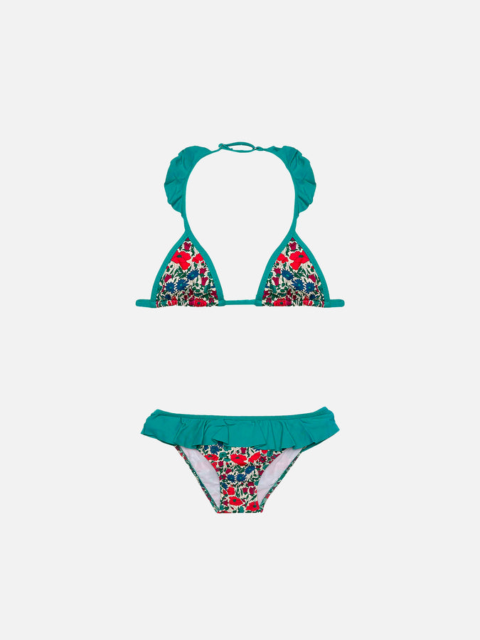 Mc2 Saint Barth Bikini da bambina a triangolo | Realizzato con tessuto Liberty