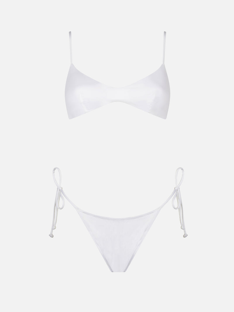 Woman white bralette bikini