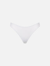 Woman white cheeky swim briefs