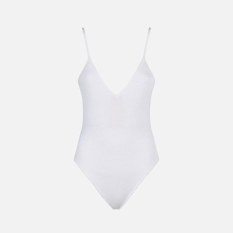 Weißer Crinkle-Badeanzug für Damen