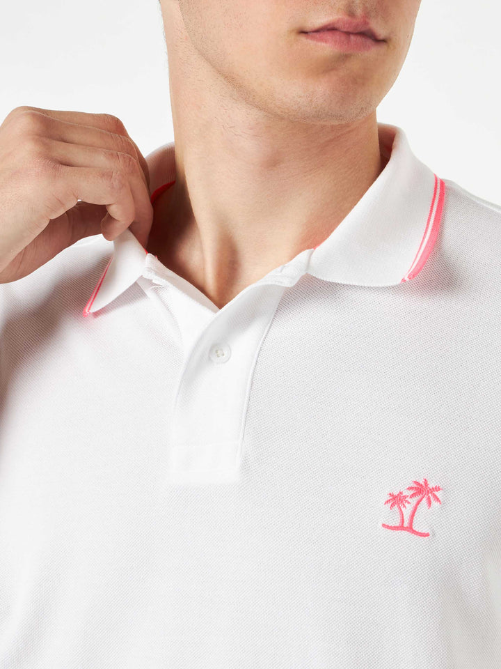 White piquet polo with palm embroidery - MC2 Saint Barth