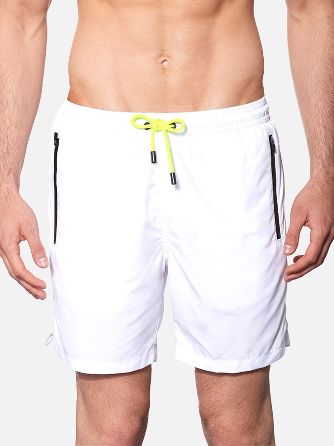 Mc2 Saint Barth Costume da bagno con zip in tessuto leggero bianco