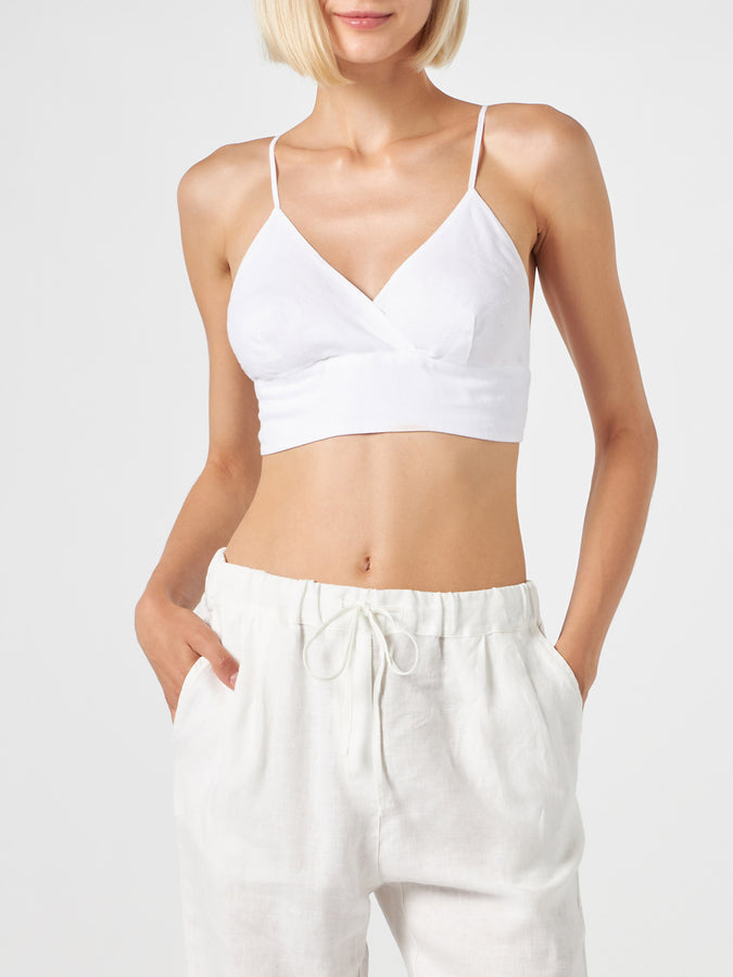 Mc2 Saint Barth Top a bralette in lino bianco