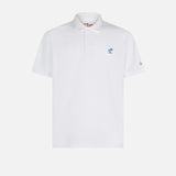 Polo in piquet bianco con logo St. Barth effetto vintage