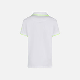 Boy white piquet polo with yellow fluo St. Barth logo - MC2 Saint Barth