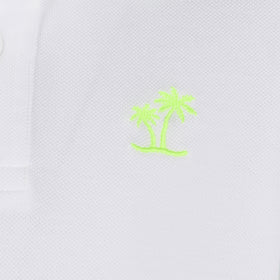 Boy white piquet polo with yellow fluo St. Barth logo - MC2 Saint Barth