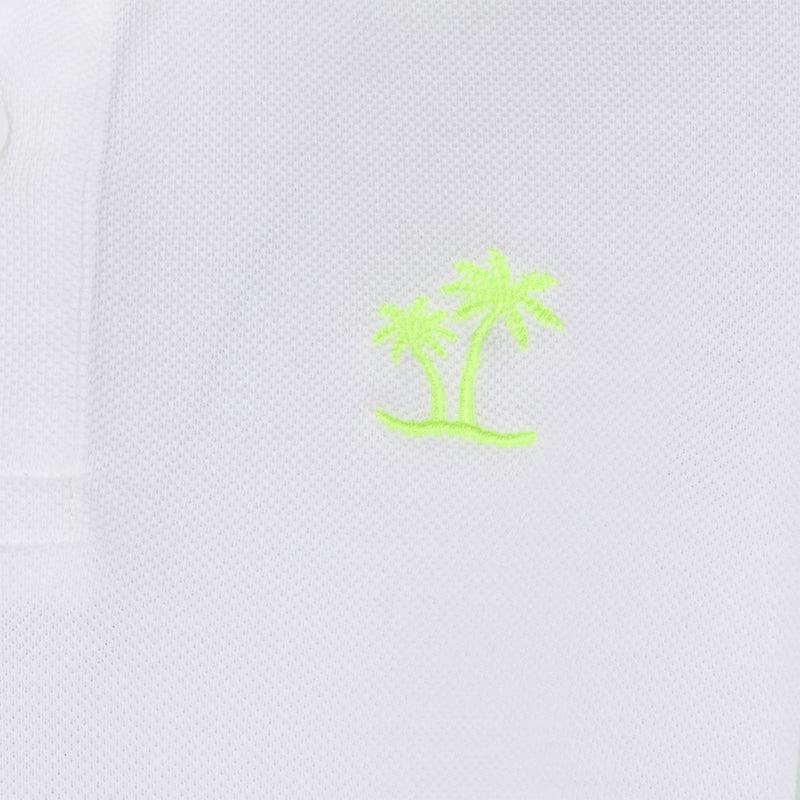 Boy white piquet polo with yellow fluo St. Barth logo