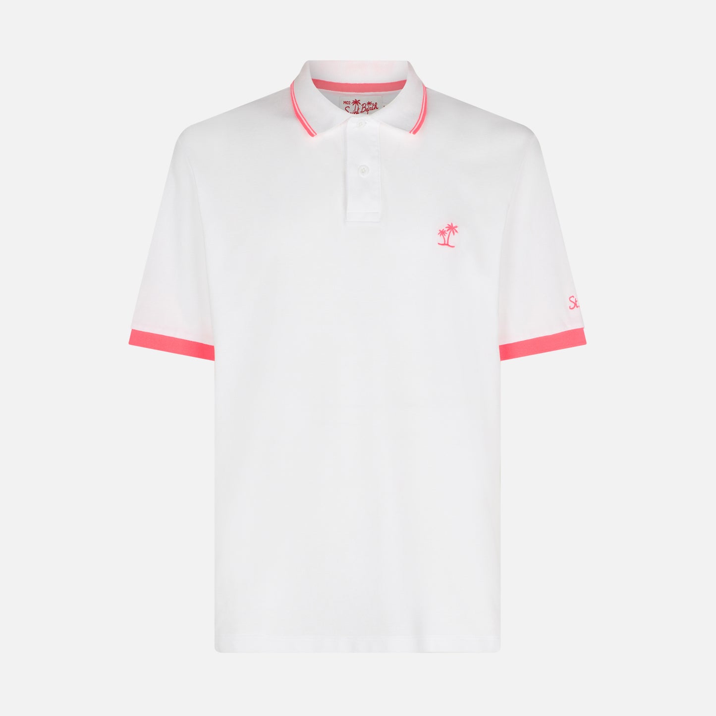 White piquet polo with palm embroidery - MC2 Saint Barth