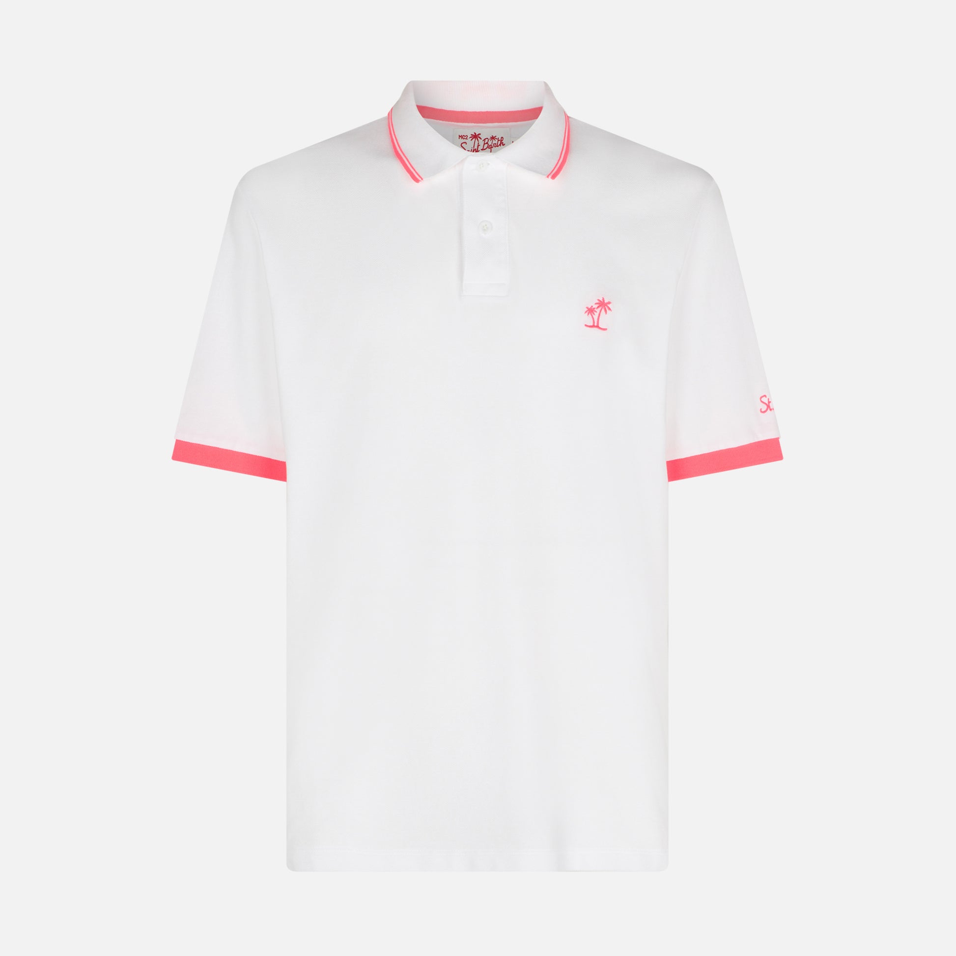 White piquet polo with palm embroidery - MC2 Saint Barth