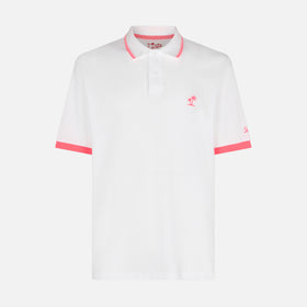 White piquet polo with palm embroidery - MC2 Saint Barth