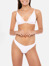 Woman white triangle bikini