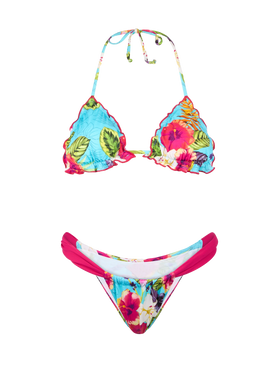 Woman triangle bikini with Ibiscus print - MC2 Saint Barth
