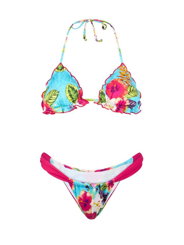 Woman triangle bikini with Ibiscus print - MC2 Saint Barth