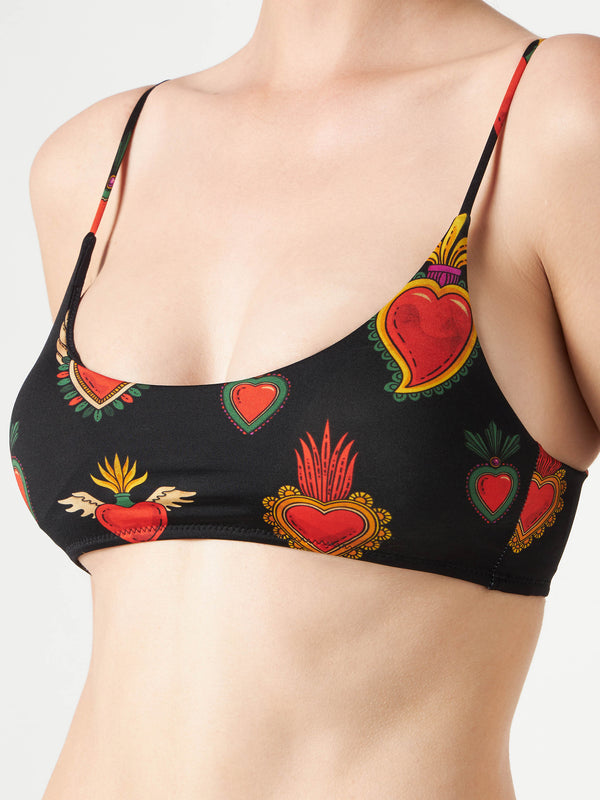 Woman sacred hearts bralette bikini