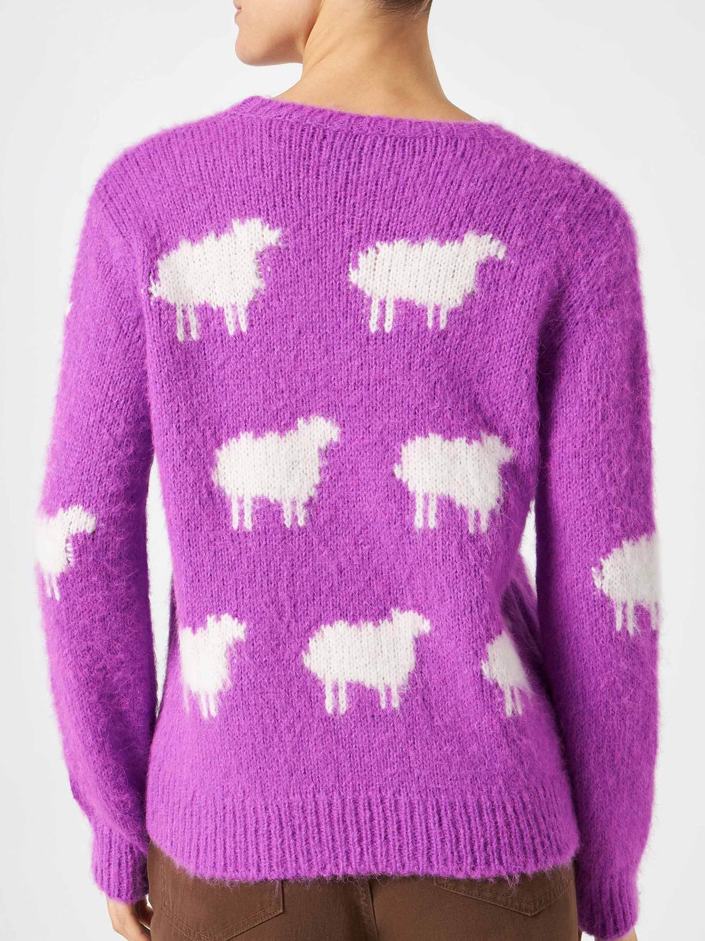 Woman brushed sweater with sheeps and Non ho sonno embroidery - MC2 Saint Barth