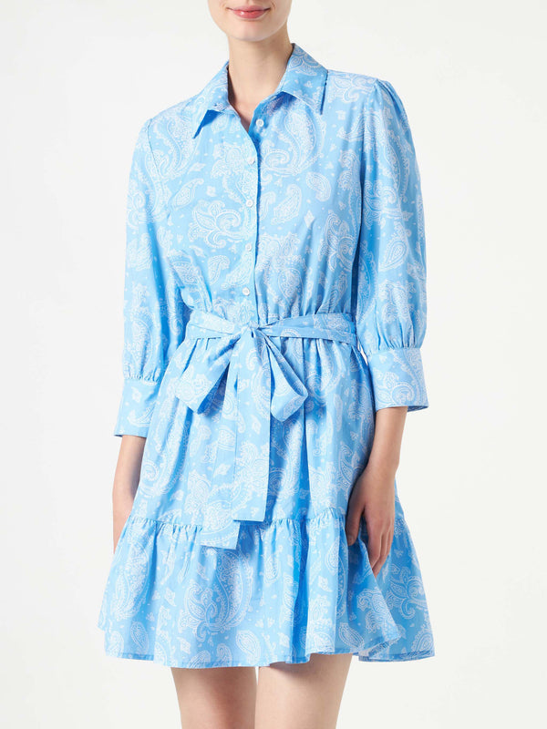 Kurzes Kleid aus Baumwolle mit Paisley-Print